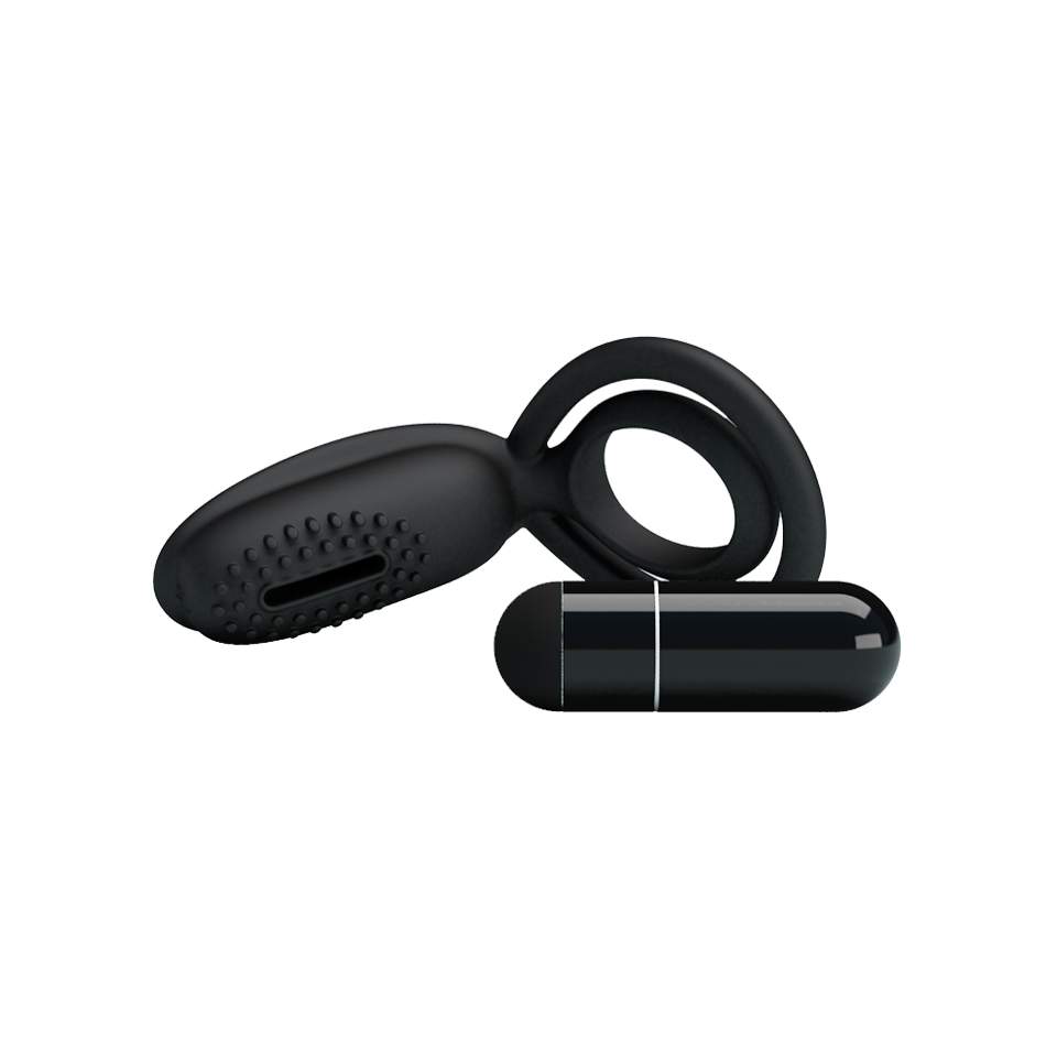 Pierścień wibrujący, czarny, silikonowy i wodoodporny