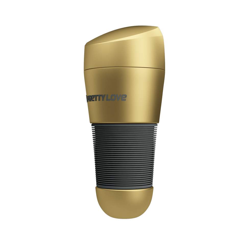 Złoty ręczny masturbator w kształcie waginy