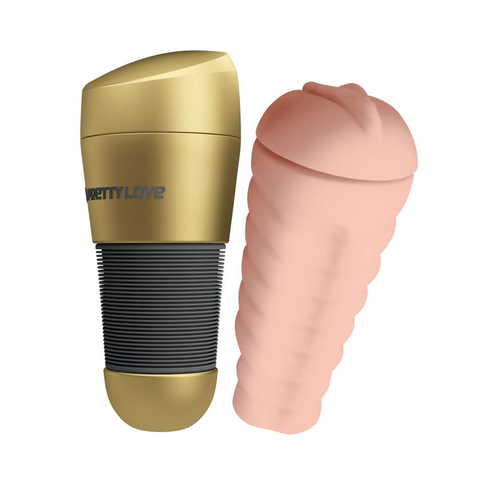 Złoty ręczny masturbator w kształcie waginy