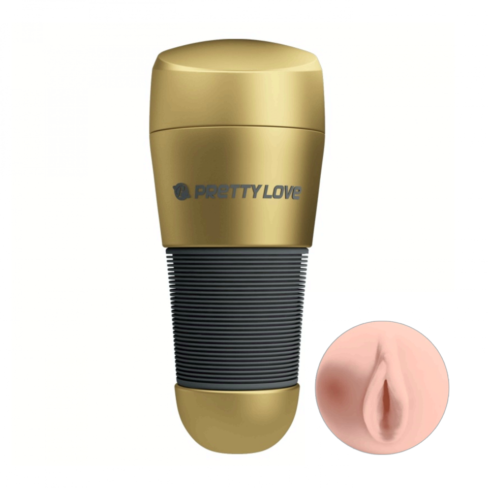 Złoty ręczny masturbator w kształcie waginy