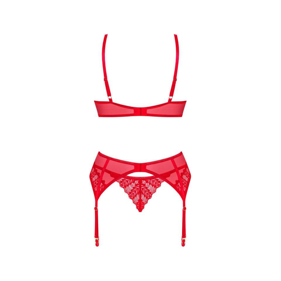Czerwony seksowny 3-częściowy komplet Obsessive Ingridia