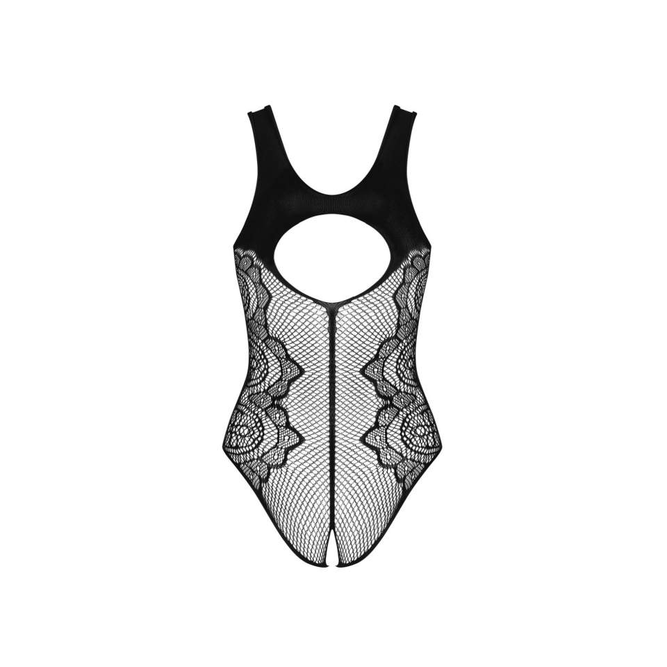 Siateczkowe czarne body otwarte B335