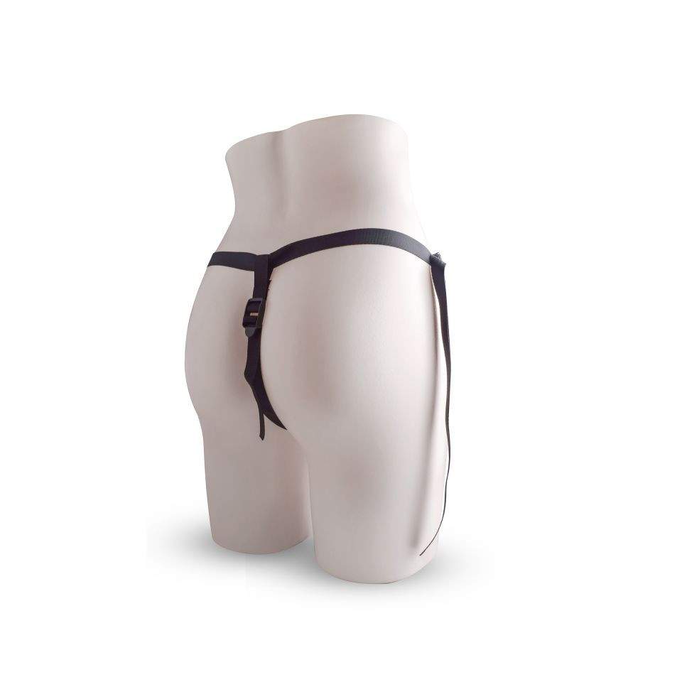 Strap-on regulowany z silikonowym fioletowym dildem