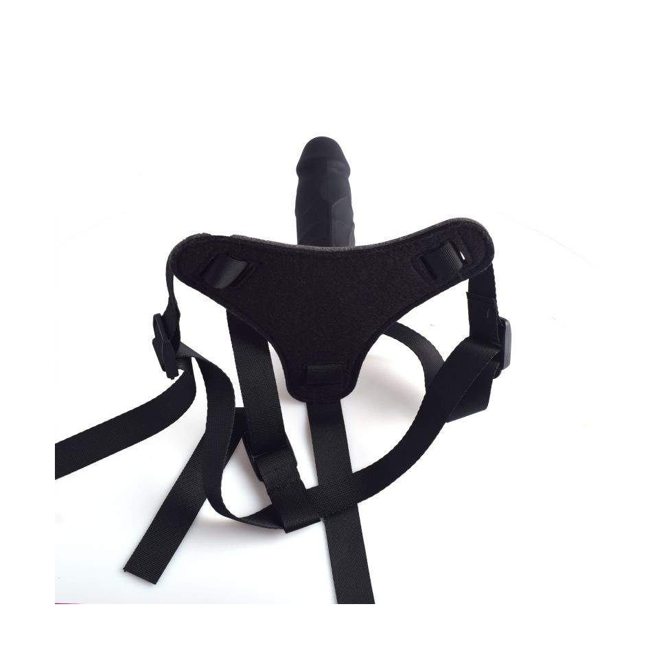 Strap-on regulowany z silikonowym czerwonym dildem