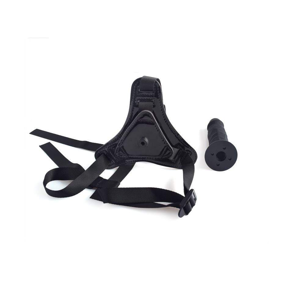 Strap-on regulowany z silikonowym czerwonym dildem