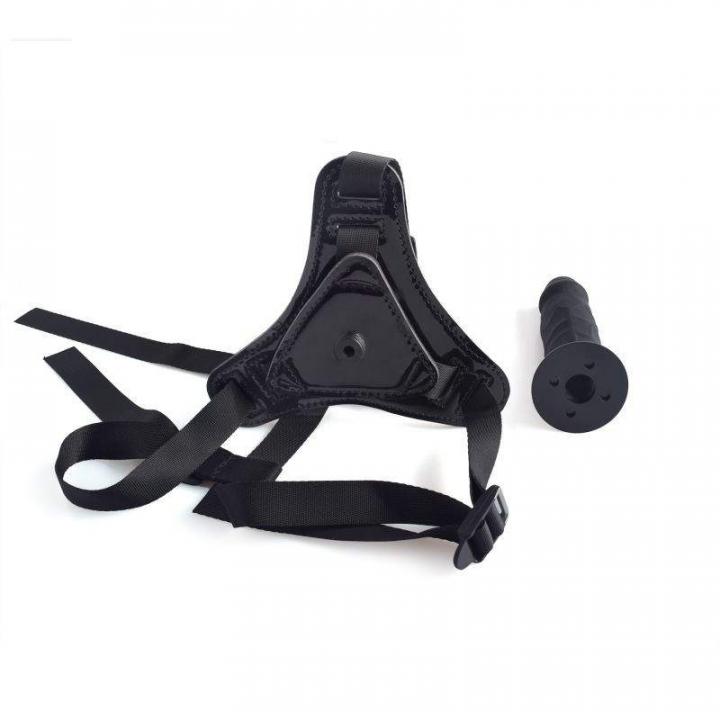 Strap-on regulowany z silikonowym czerwonym dildem