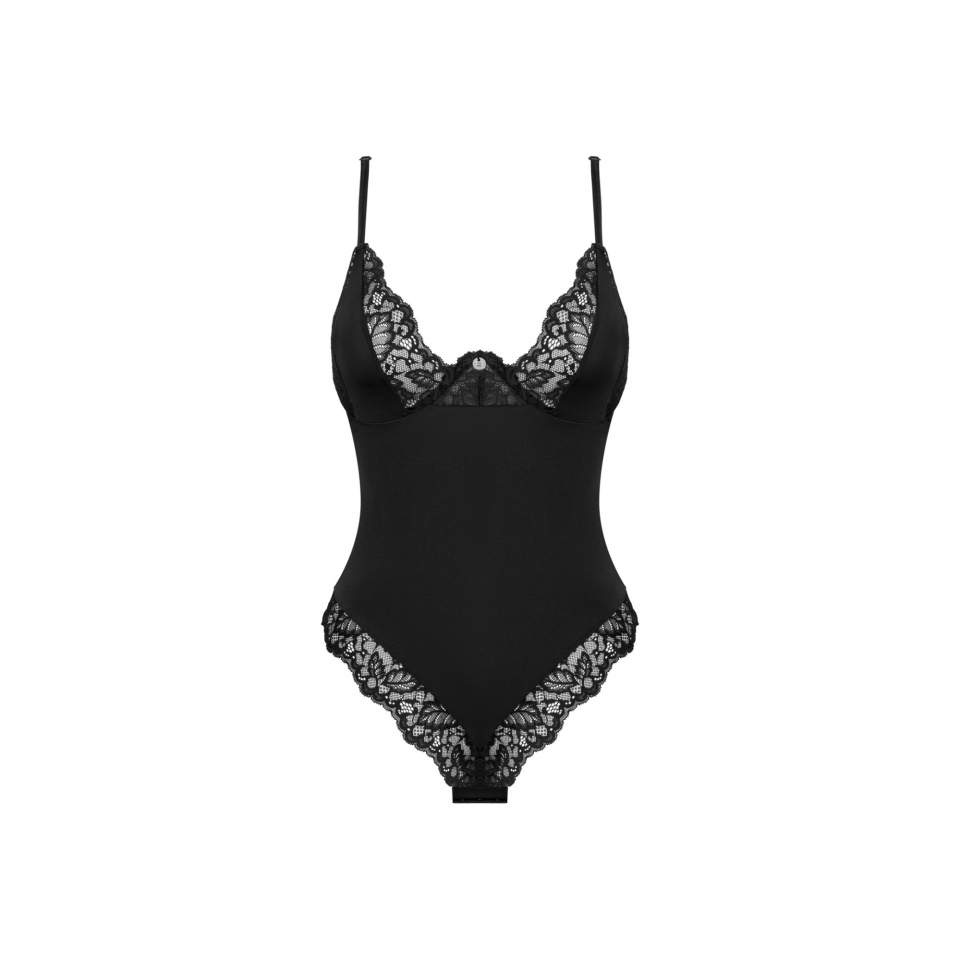 Czarne klasyczne z koronką body Obsessive Bellastia