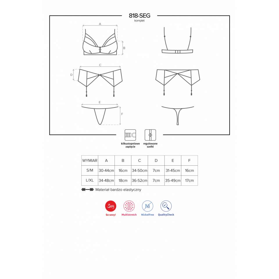 Czarny 3-częściowy komplet Obsessive 818-SEG-1