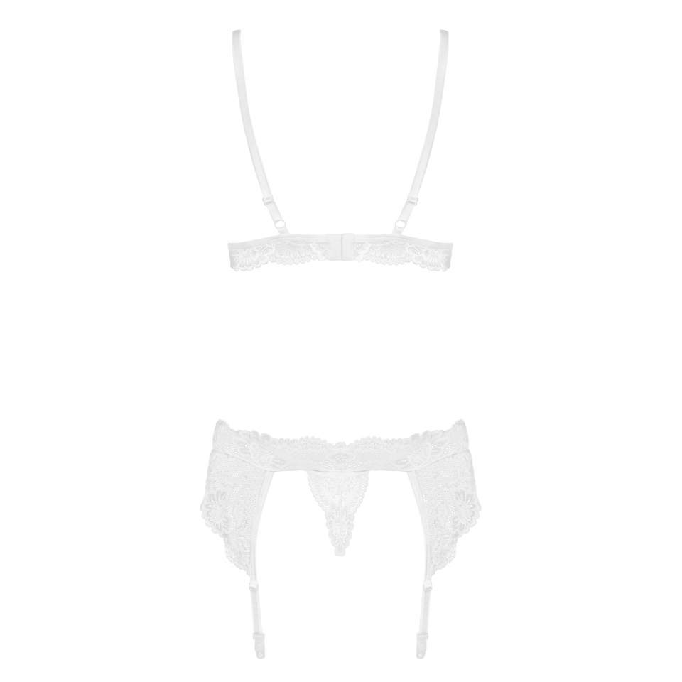 Niewinnie seksowny biały 3-częściowy komplet Obsessive 810-SEG
