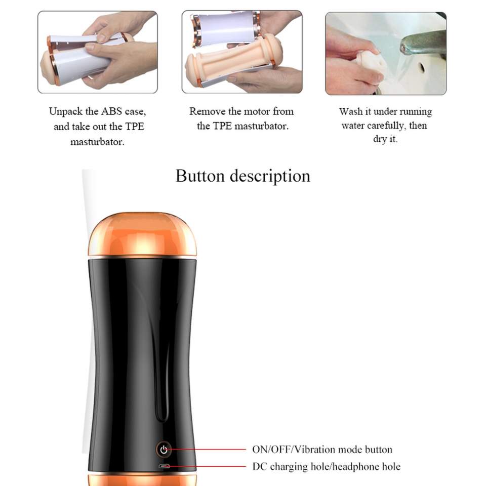 Podwójny masturbator męski, 10 funkcji intensywnych wibracji, pulsacji i eskalacji