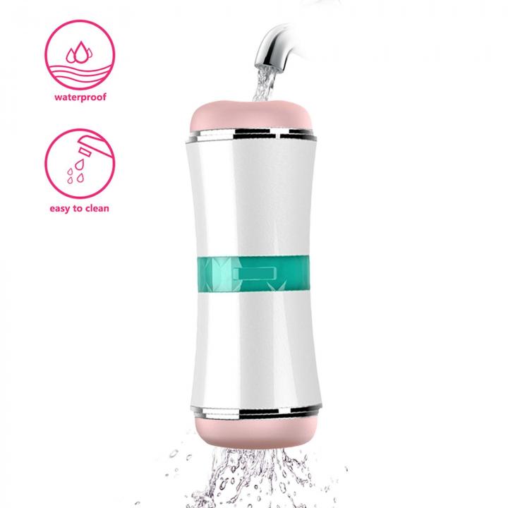 Elegancki dwustronny masturbator dla mężczyzn wykonany z cyberskóry – 18 cm