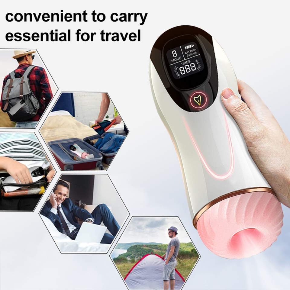 Nowoczesny masturbator- 8 funkcji intensywnych wibracji, pulsacji i eskalacji oraz efekty dźwiękowe