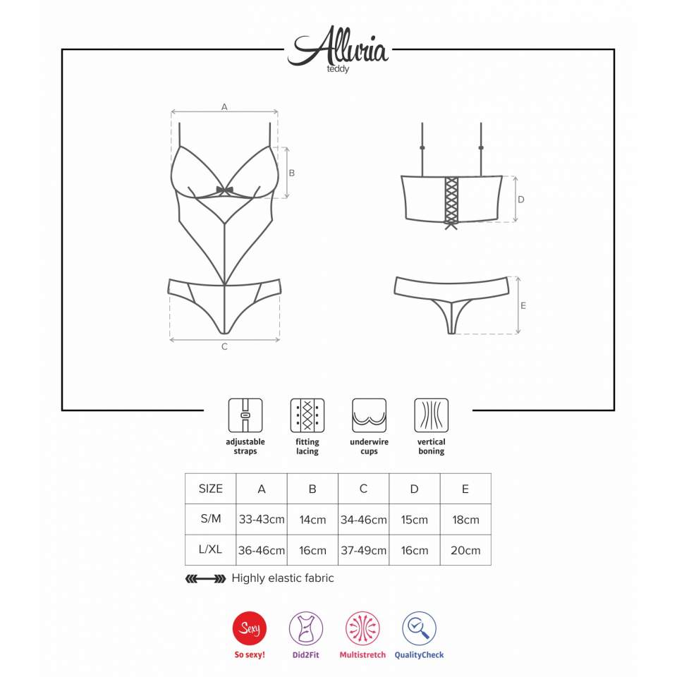 Body Obsessive Alluria czarne z gorsetowym wiązaniem na plecach