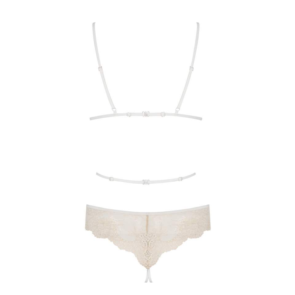 Seksowne Body Obsessive Bisquitta z prześwitującej beżowej koronki