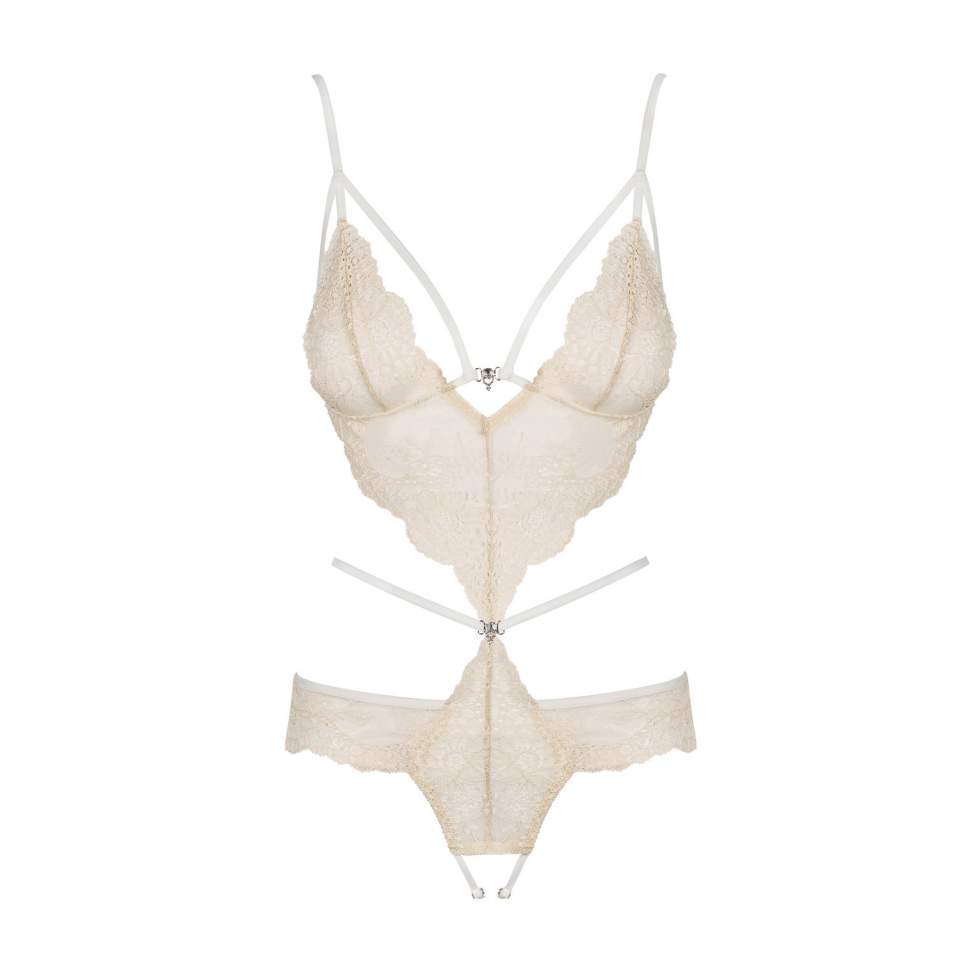 Seksowne Body Obsessive Bisquitta z prześwitującej beżowej koronki