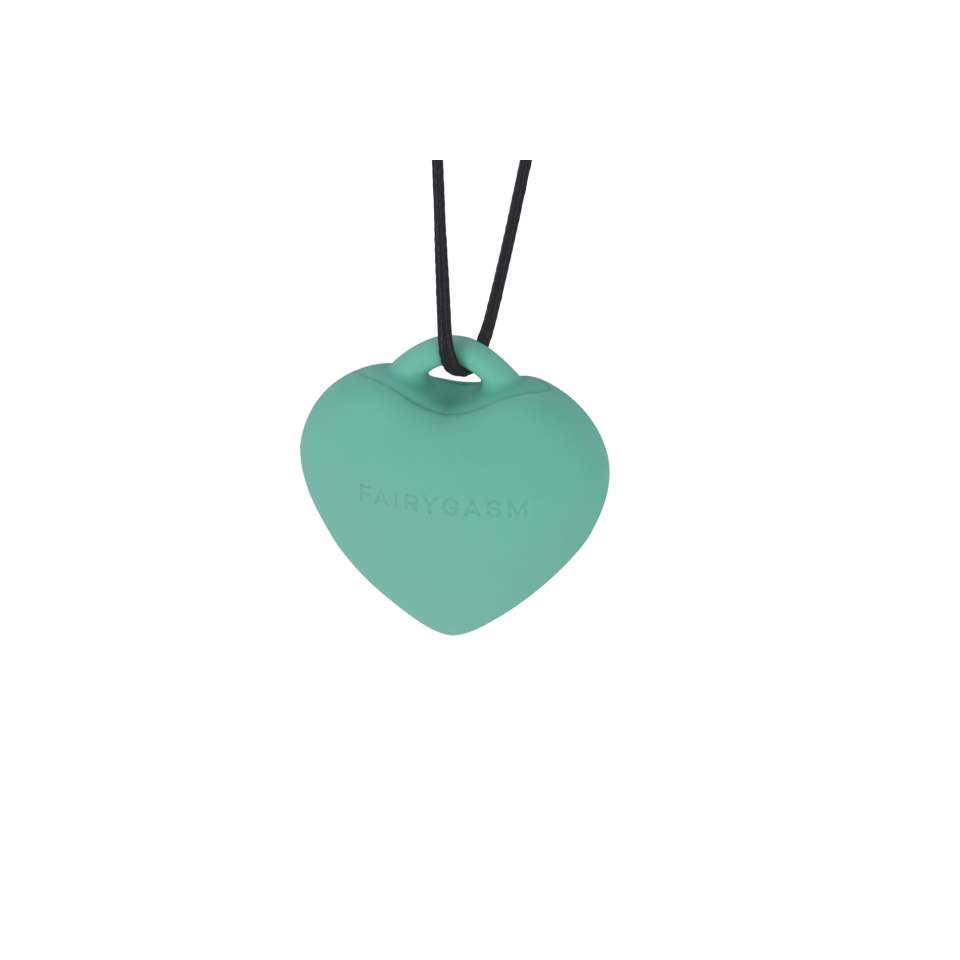 Dyskretny masażer łechtaczkowy w kształcie serduszka + zawieszka: KAMIEŃ ROZKOSZY w kolorze zielonym