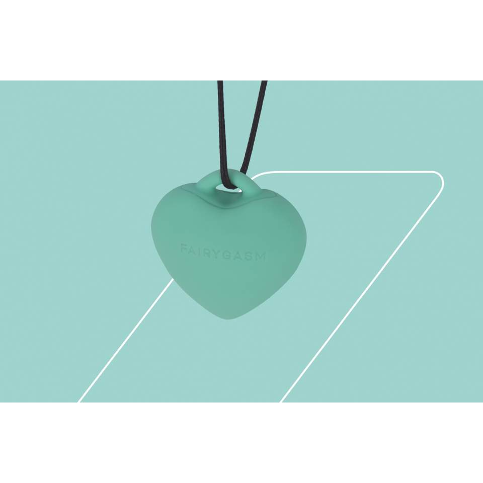 Dyskretny masażer łechtaczkowy w kształcie serduszka + zawieszka: KAMIEŃ ROZKOSZY w kolorze zielonym