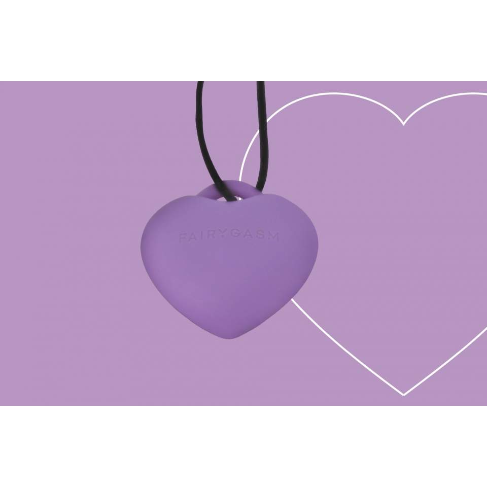 Dyskretny masażer łechtaczkowy w kształcie serduszka + zawieszka: KAMIEŃ ROZKOSZY w kolorze fioletowym