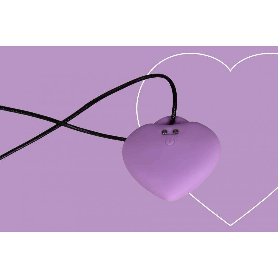 Dyskretny masażer łechtaczkowy w kształcie serduszka + zawieszka: KAMIEŃ ROZKOSZY w kolorze fioletowym