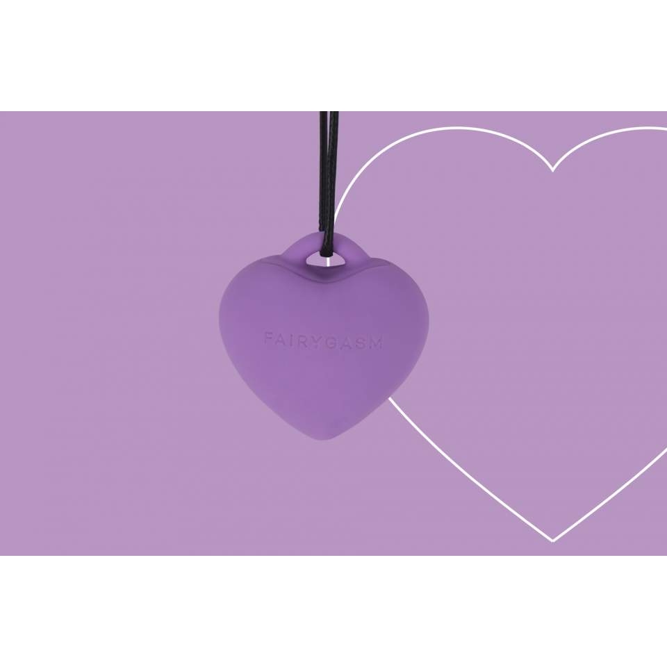 Dyskretny masażer łechtaczkowy w kształcie serduszka + zawieszka: KAMIEŃ ROZKOSZY w kolorze fioletowym