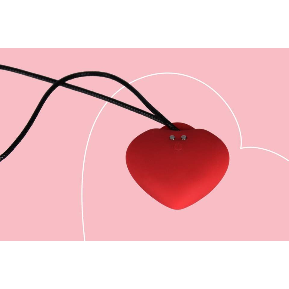 Dyskretny masażer łechtaczkowy w kształcie serduszka + zawieszka: KAMIEŃ ROZKOSZY w kolorze czerwonym