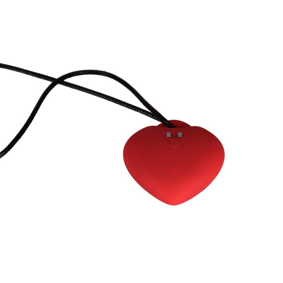 Dyskretny masażer łechtaczkowy w kształcie serduszka + zawieszka: KAMIEŃ ROZKOSZY w kolorze czerwonym