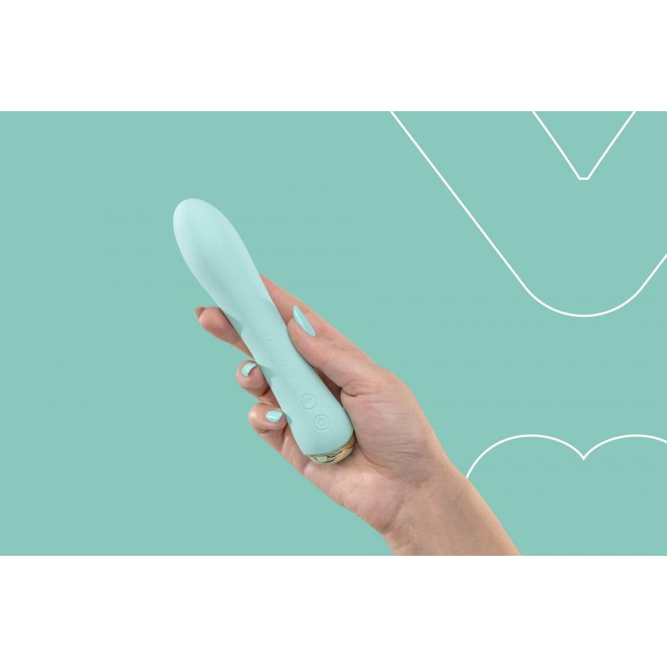 Elegancki, klasyczny silikonowy wibrator w kolorze zielonym z funkcją podgrzewania