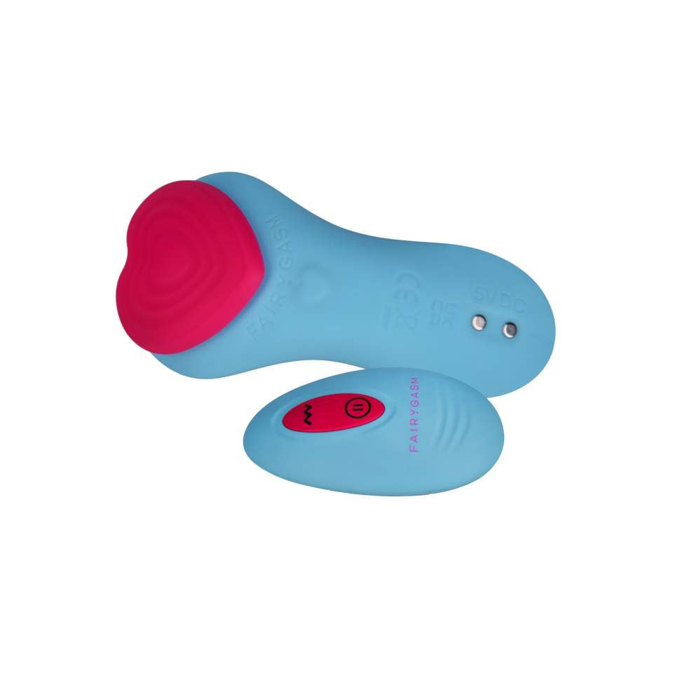 Oryginalny, mały silikonowy masażer z pilotem, 9 funcji wibracji: SERCE KLEJNOTU z kolorze niebieskim