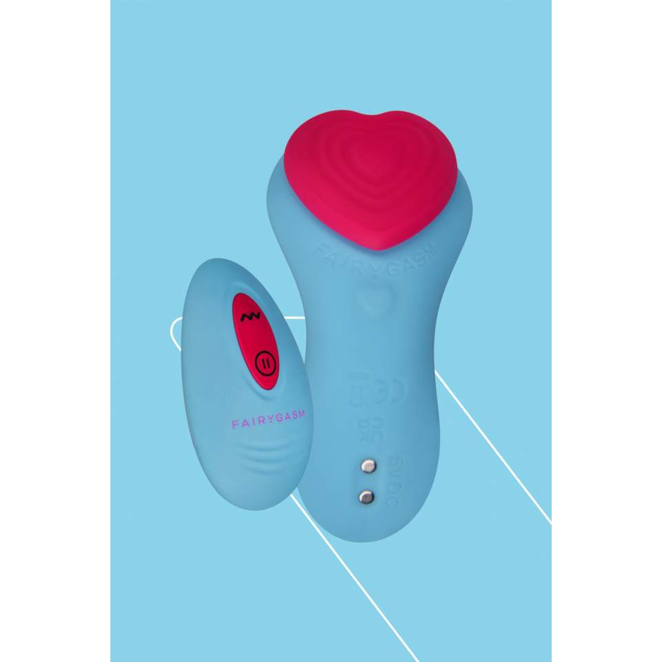 Oryginalny, mały silikonowy masażer z pilotem, 9 funcji wibracji: SERCE KLEJNOTU z kolorze niebieskim