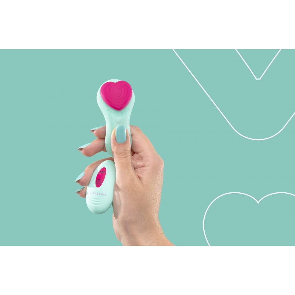 Oryginalny, mały silikonowy masażer z pilotem, 9 funcji wibracji: SERCE KLEJNOTU z kolorze zielonym