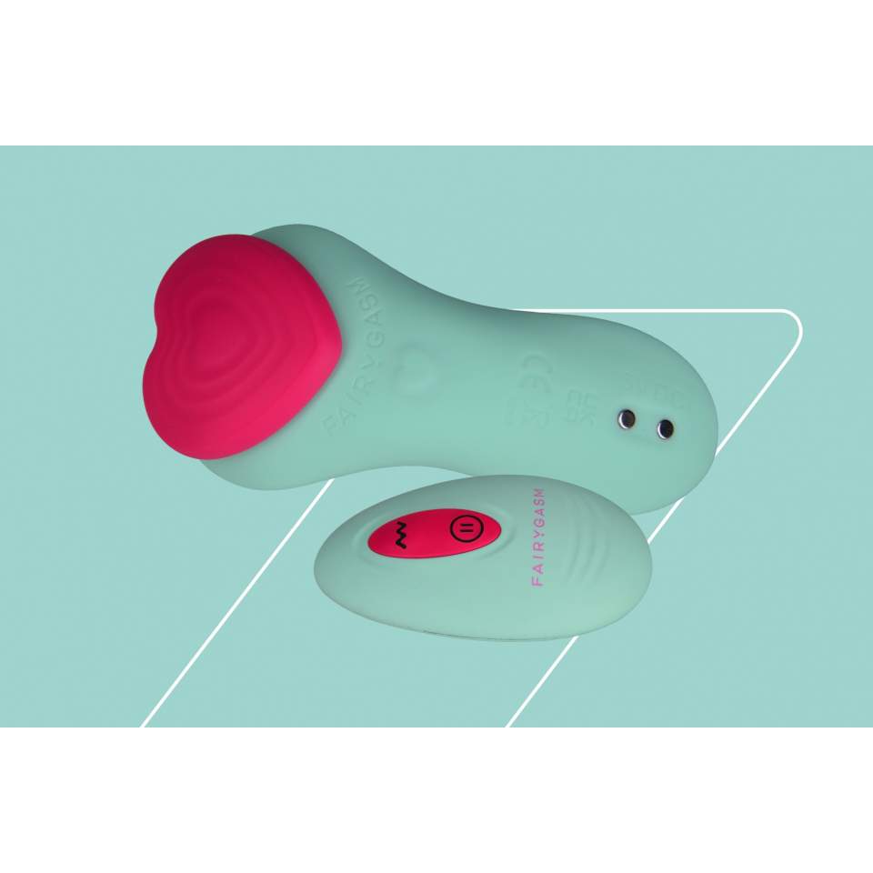 Oryginalny, mały silikonowy masażer z pilotem, 9 funcji wibracji: SERCE KLEJNOTU z kolorze zielonym