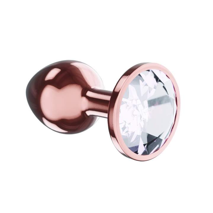 Korek analny w kolorze różowego złota z diamencikiem srebrnym- rozmiar L