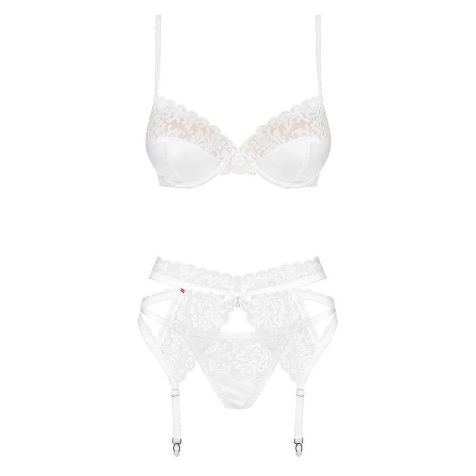 Biały komplet Obsessive 871-SEG-2, 3-częściowy