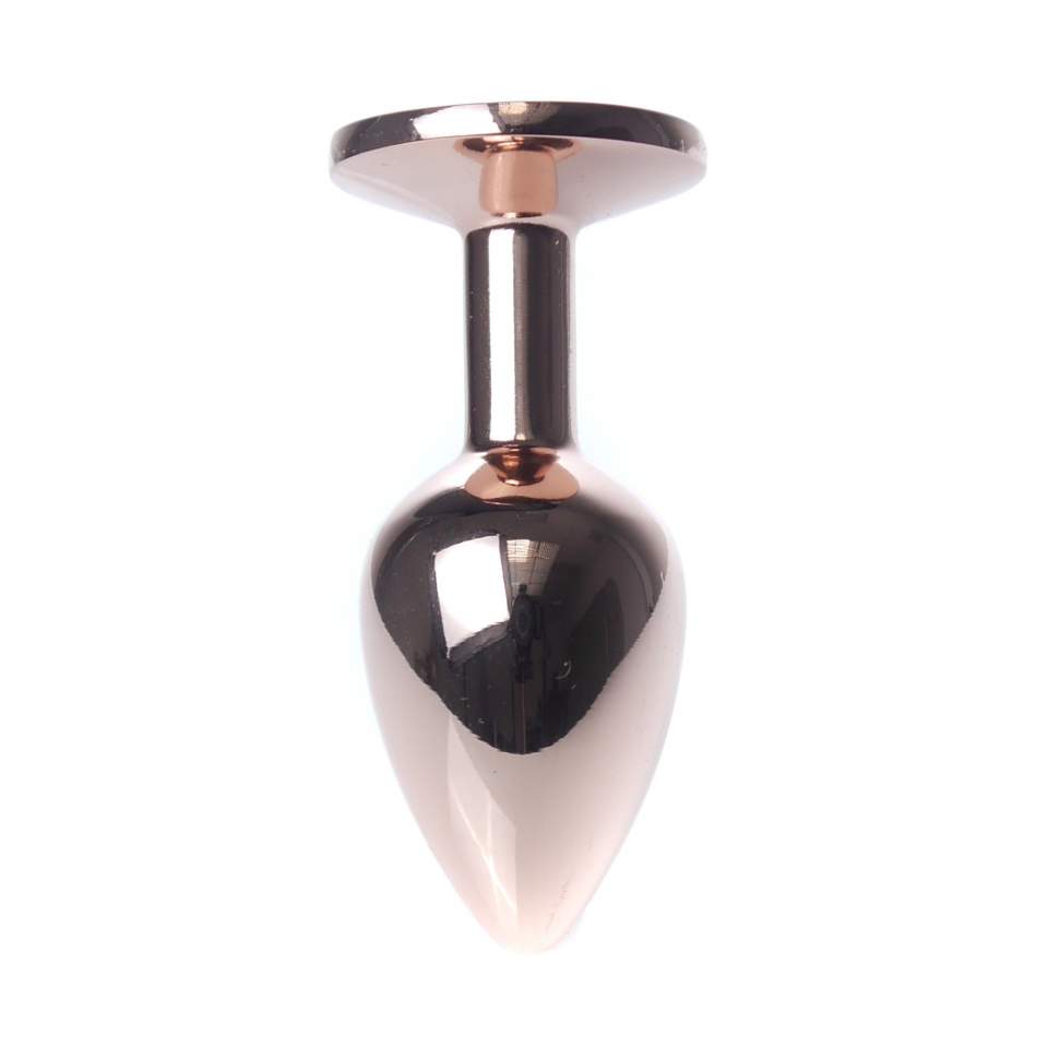 Miedziany korek analny z diamencikiem fioletowym- rozmiar S