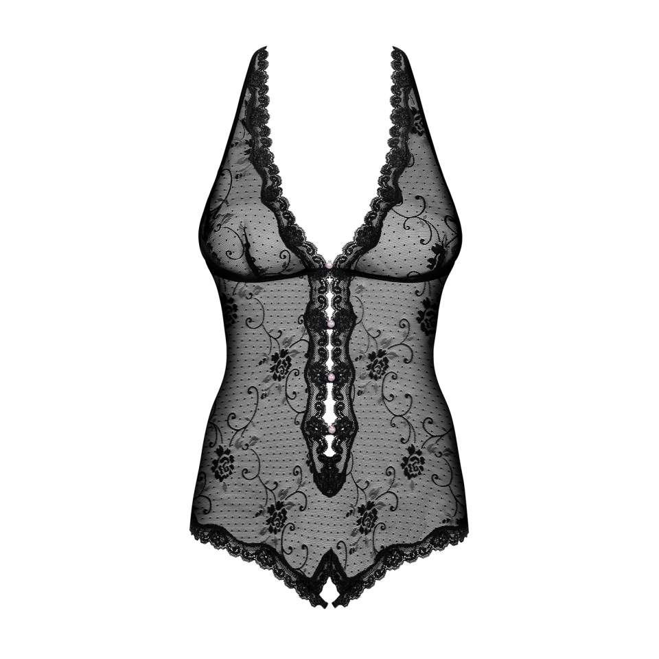 Finezyjne czarne Body Obsessive Fiorenta