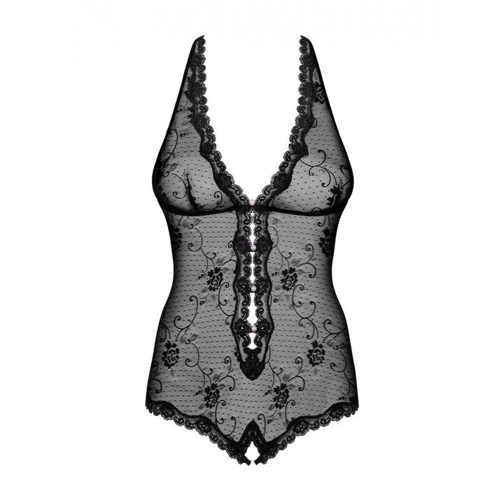 Finezyjne czarne Body Obsessive Fiorenta