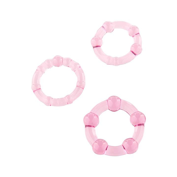 Zestaw trzech różowych pierścieni erekcyjnych