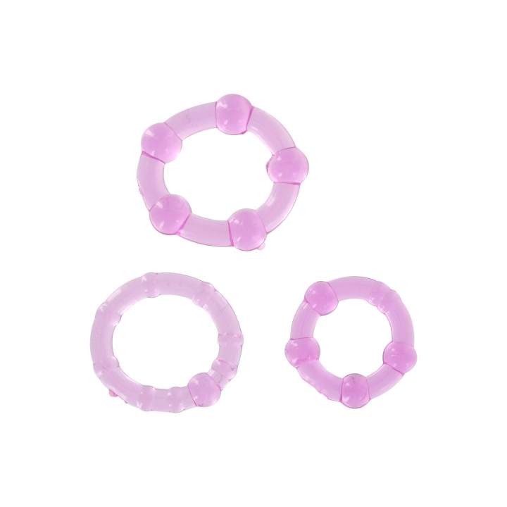 Zestaw trzech  fioletowych pierścieni erekcyjnych