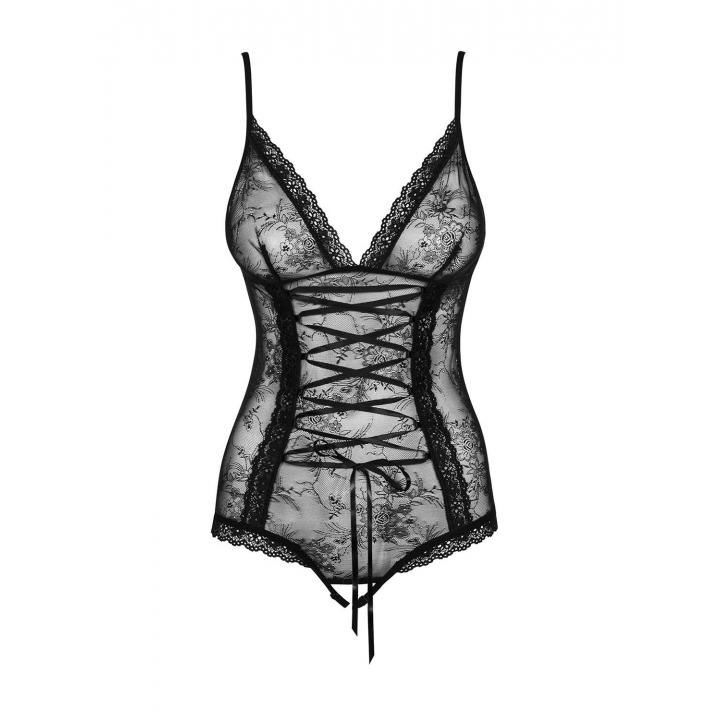 Czarne body Obsessive Slevika łączy elegancję z delikatną perwersją