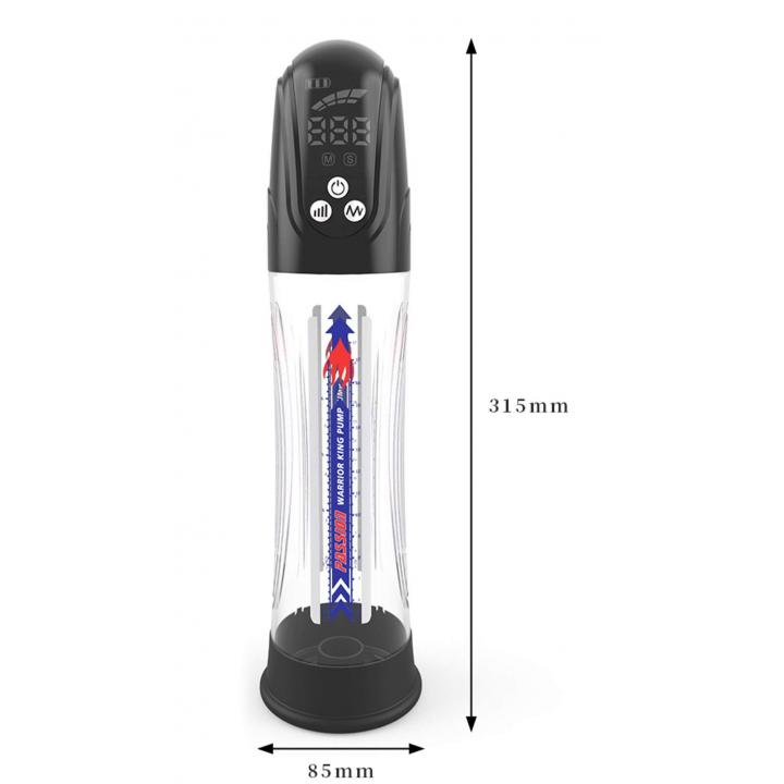 Wodna pompka do penisa z wyświetlaczem LCD, magnetyczne USB, 4 prędkości