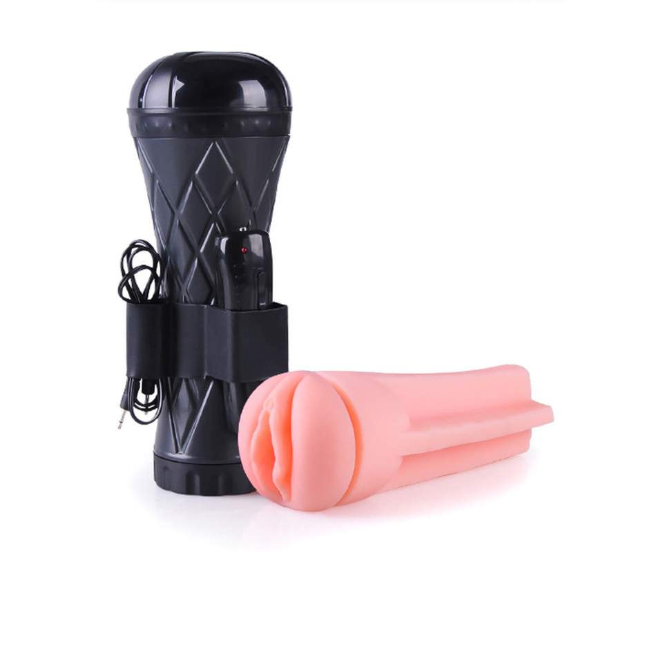 Masturbator latarka dla Panów z wibracjami: w kształcie waginy z licznymi wypustkami