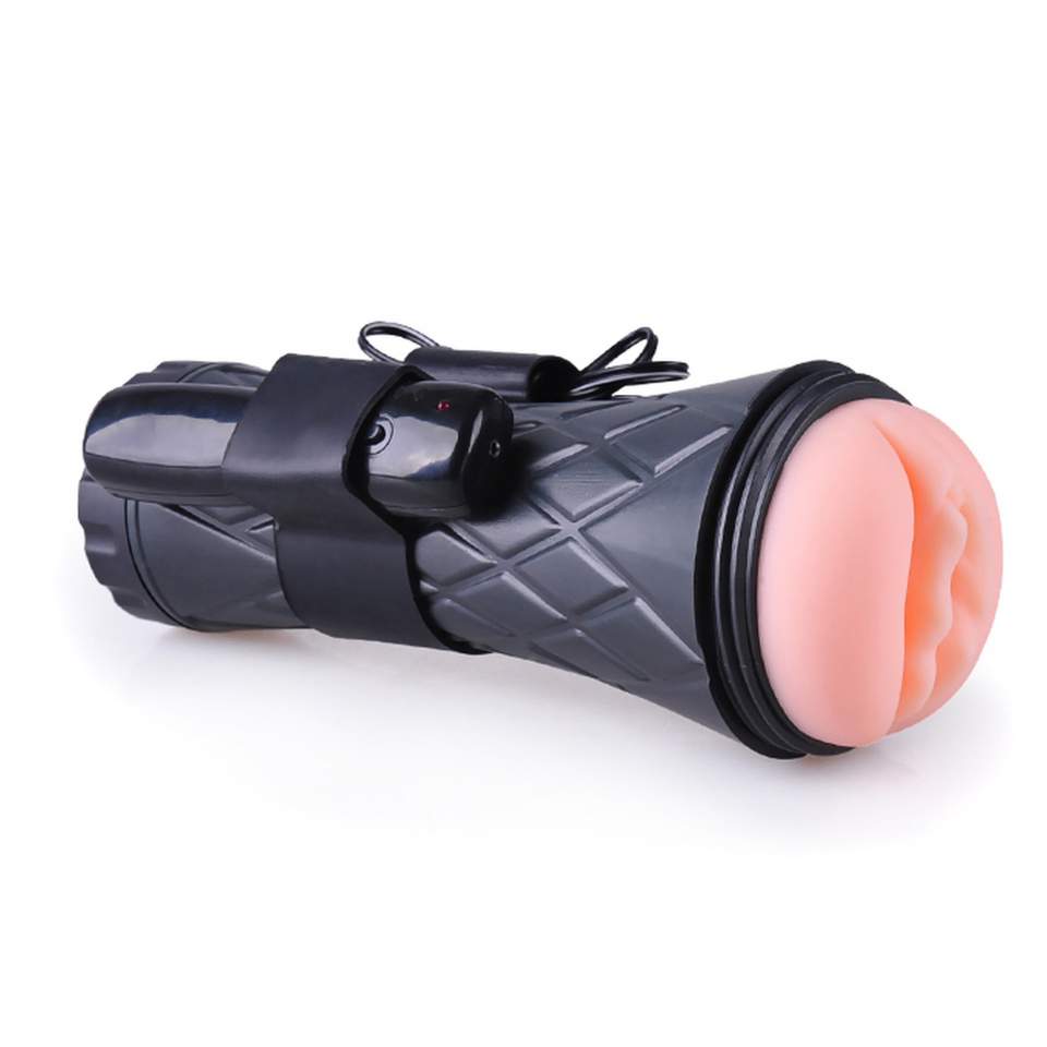 Masturbator latarka dla Panów z wibracjami: w kształcie waginy z licznymi wypustkami