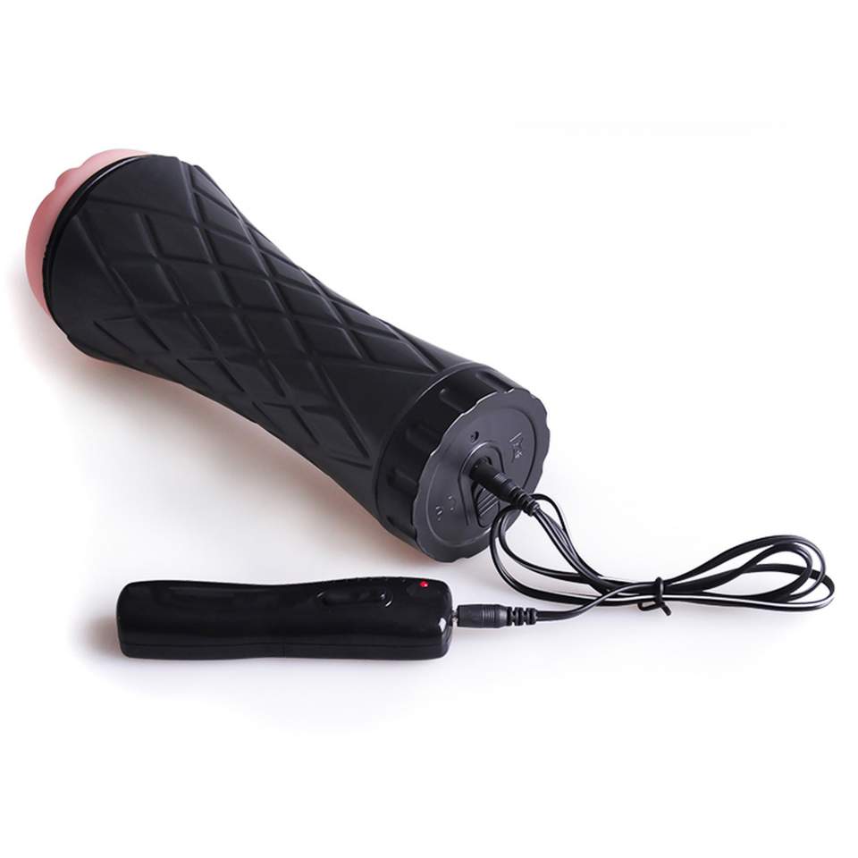 Masturbator latarka dla Panów z wibracjami: w kształcie waginy z licznymi wypustkami