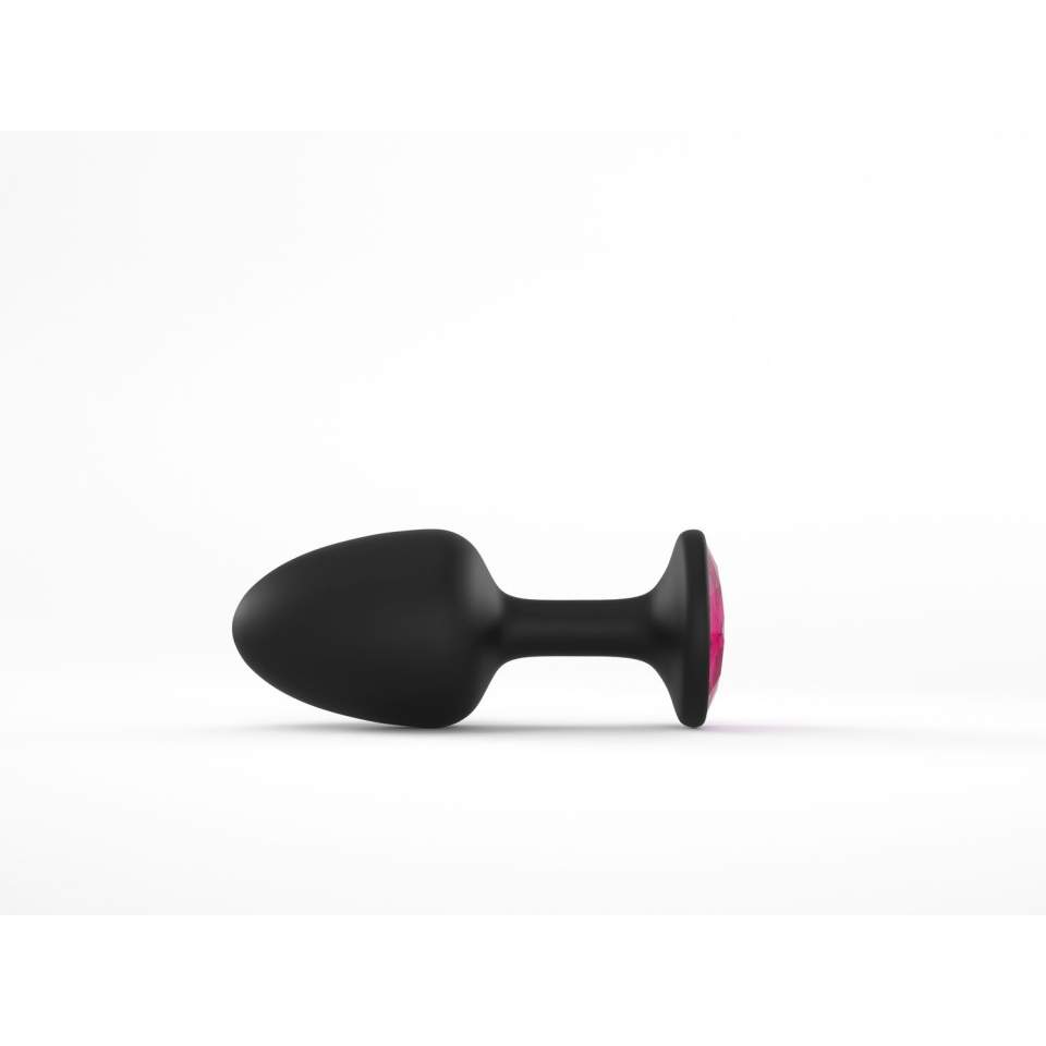 Gruby silikonowy korek analny z czerwonym kryształkiem- rozmiar M - z dodatkową kulką wewnątrz