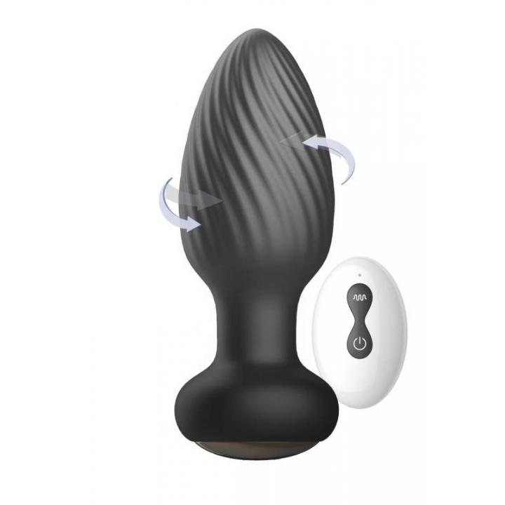 Obrotowy zdalnie sterowany korek analny, wykonany z silikonu: 7 trybów obrotowych + 7 trybów wibracji