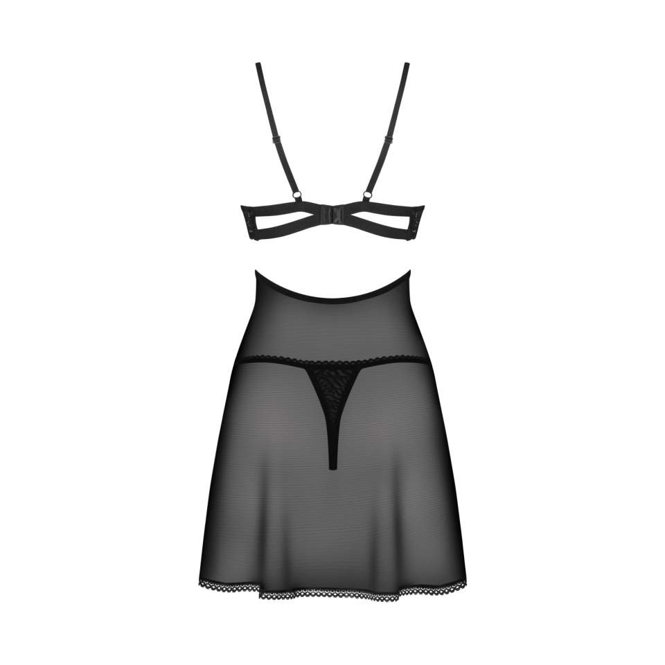 Zwiewna koszulka babydoll z fiszbinami + stringi marki Obsessive Nutris