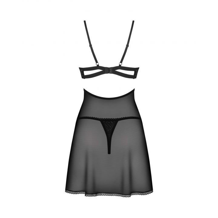 Zwiewna koszulka babydoll z fiszbinami + stringi marki Obsessive Nutris