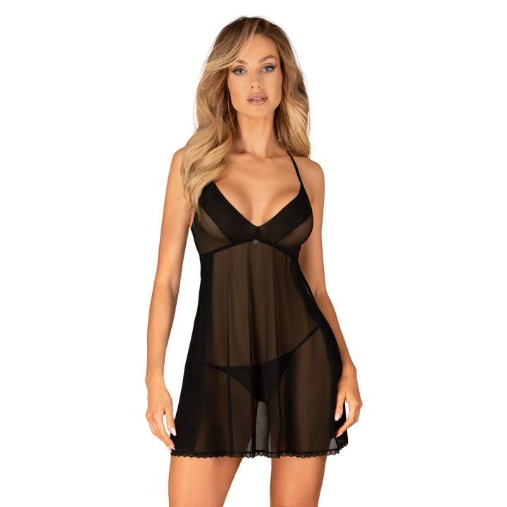 Elegancka i seksowna koszulka babydoll w kolorze czarnym Obsessive Latinesa