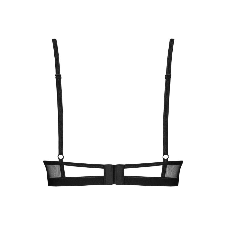 Czarny biustonosz z fiszbinami z kwiatową koronką Obsessive Donarella