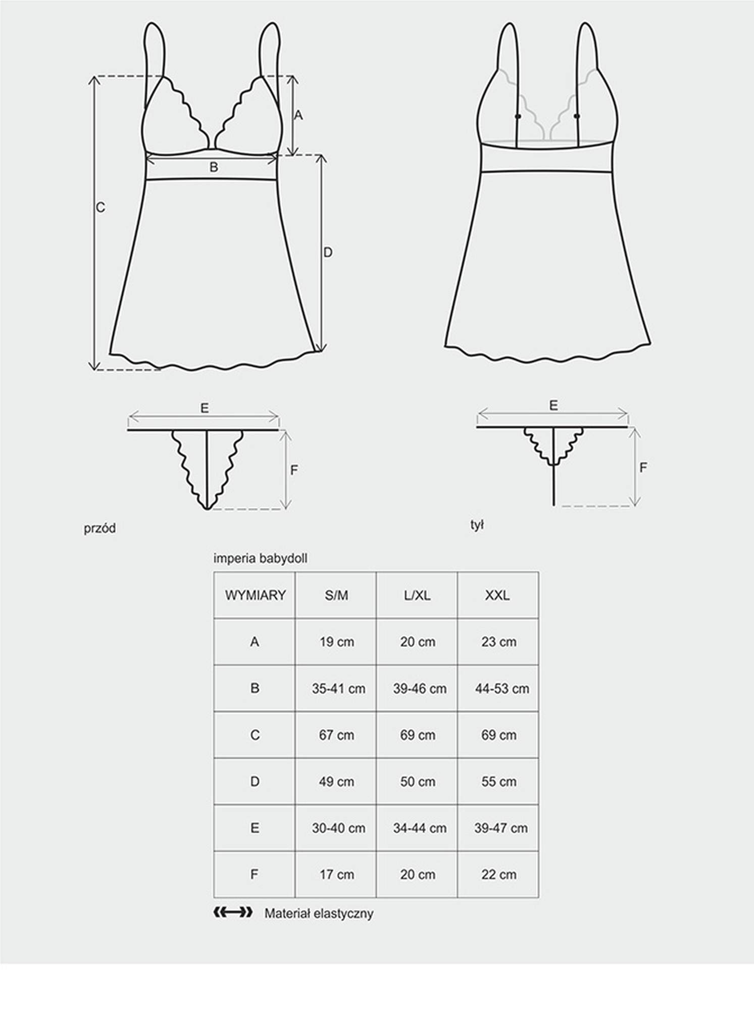 Elegancka z dodatkiem koronki, czarna koszulka babydoll + stringi Obsessive Idillia